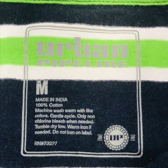 Urban Pipeline Boy's Size Medium Pull Over Short Sleeve Shirt Blue, Green Stripe - Picture 3 of 9